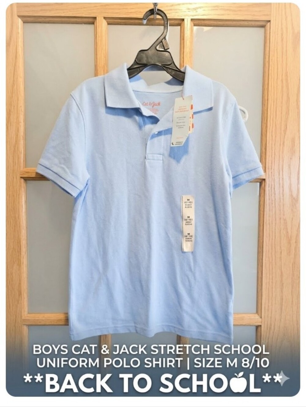 Cat & Jack Boys Light Blue Uniform Polo Shirt NWT Youth Large 10/12 School - Picture 2 of 11